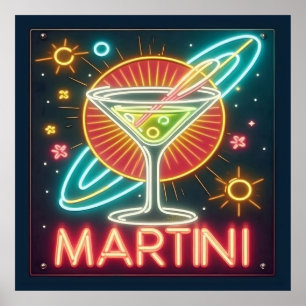 Poster SYMBOLE NEON MARtini DU MILIEU DU SIÈCLE