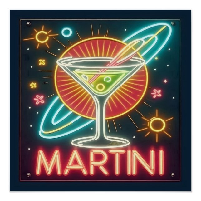 Poster SYMBOLE NEON MARtini DU MILIEU DU SIÈCLE (Devant)