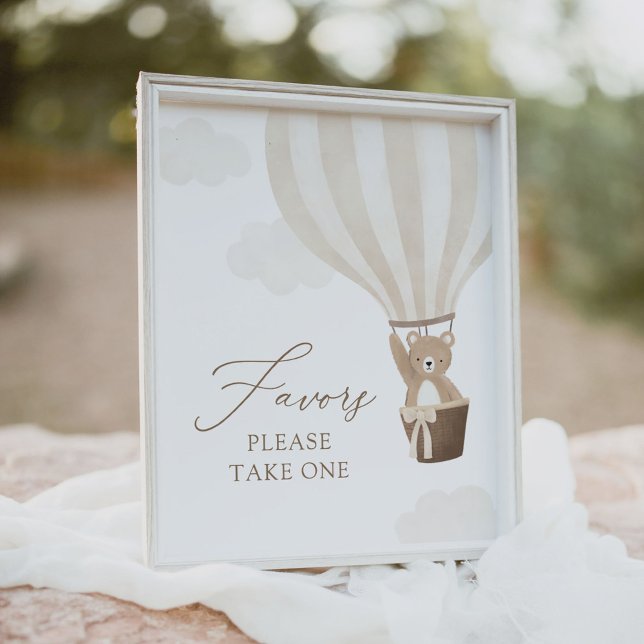 Poster Symbole Neutral Teddy Bear Balloon Baby shower Fav (Créateur téléchargé)