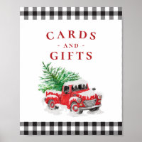 Symbole Noël Rouge Camion Baby showers Cartes Cade