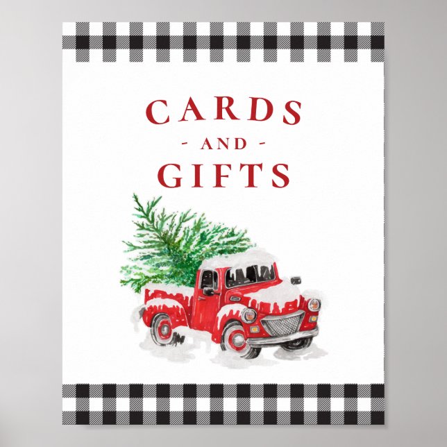 Poster Symbole Noël Rouge Camion Baby showers Cartes Cade (Devant)