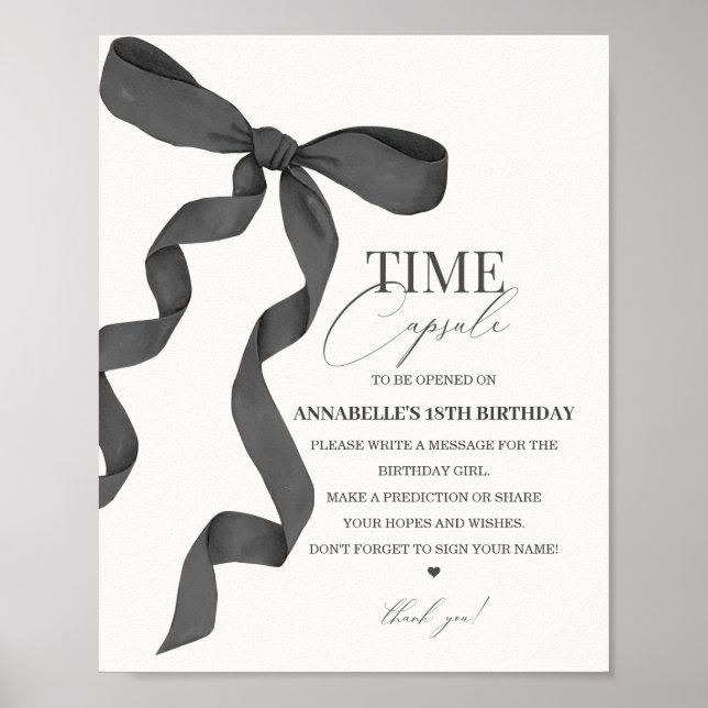 Poster Symbole noir Coquette Bow Anniversaire Heure Capsu (Devant)
