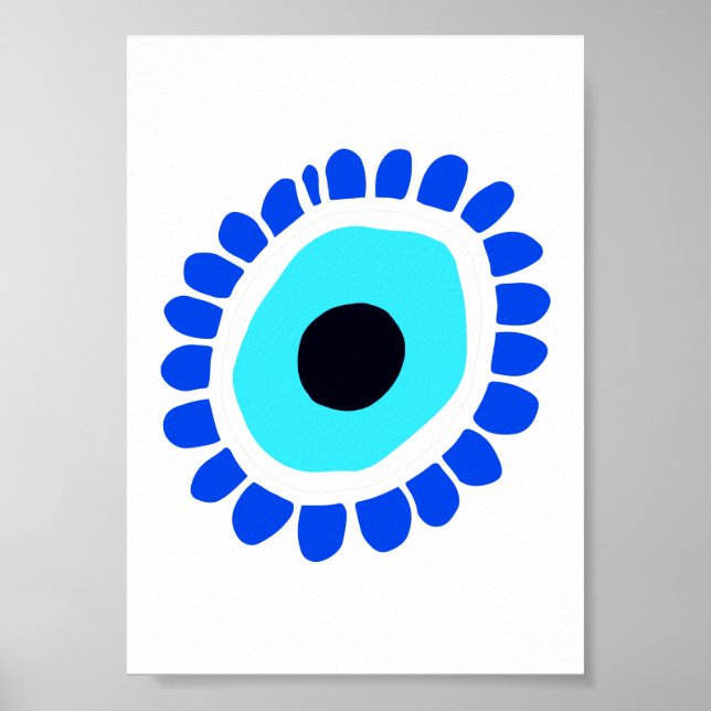Poster Symbole oculaire bleu blanc (Devant)