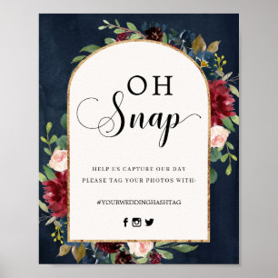 Poster Symbole Oh Snap du cadre d'arc floral de Bourgogne