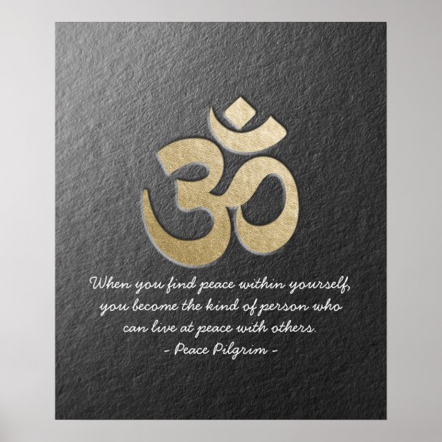 Poster Symbole OM noir & or YOGA instructeur de méditatio (Devant)