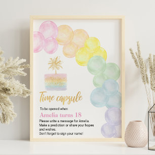 Poster Symbole Pastel Arc-en-Ciel de l'heure d'anniversai