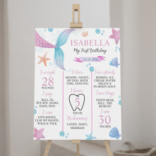 Poster Symbole Pastel Mermaid Girl 1er anniversaire