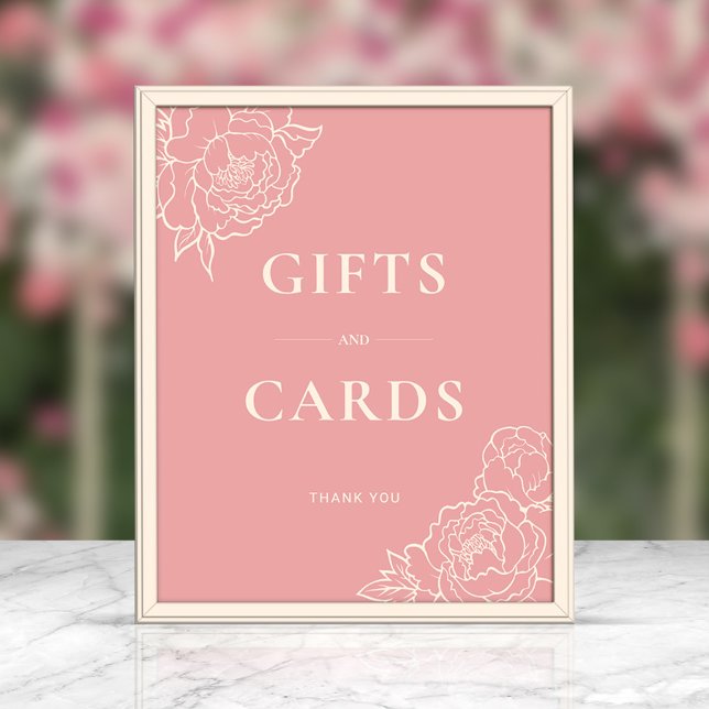 Poster Symbole Peony Line Art Gifts & Cards (Rose) (Créateur téléchargé)