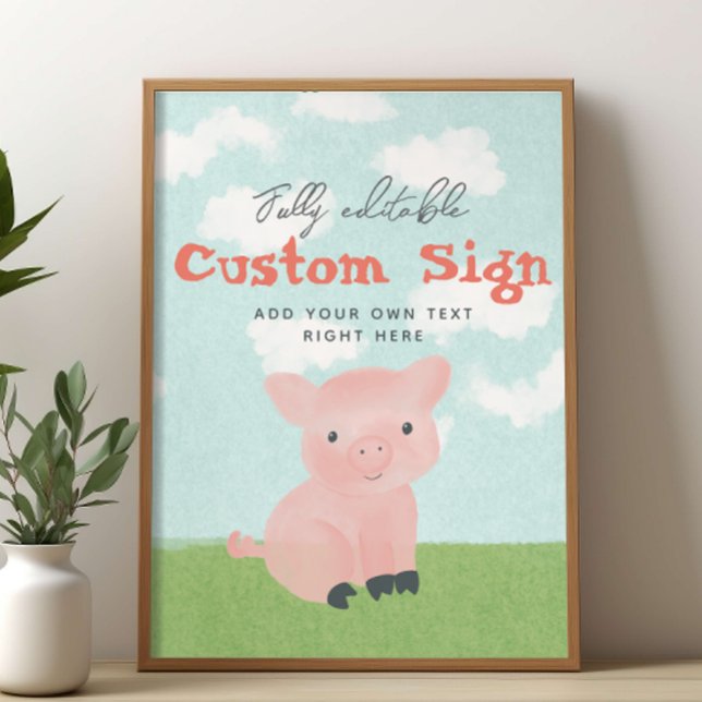 Poster Symbole personnalisé Boys Farm Animal Watercolor (Créateur téléchargé)