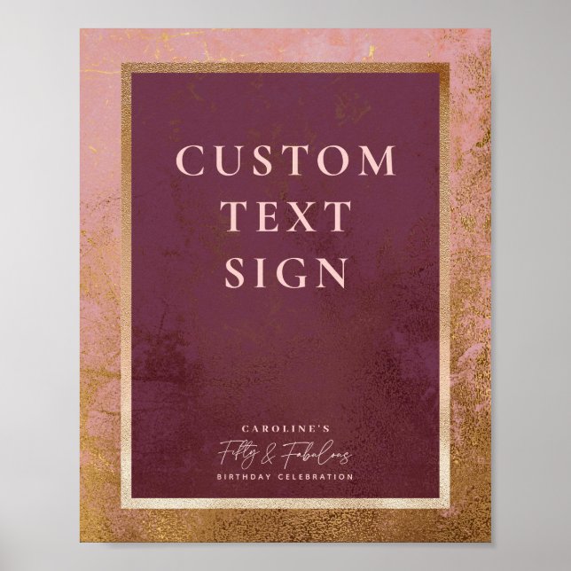 Poster Symbole personnalisé Gold & Pink pour la fête du 5 (Devant)