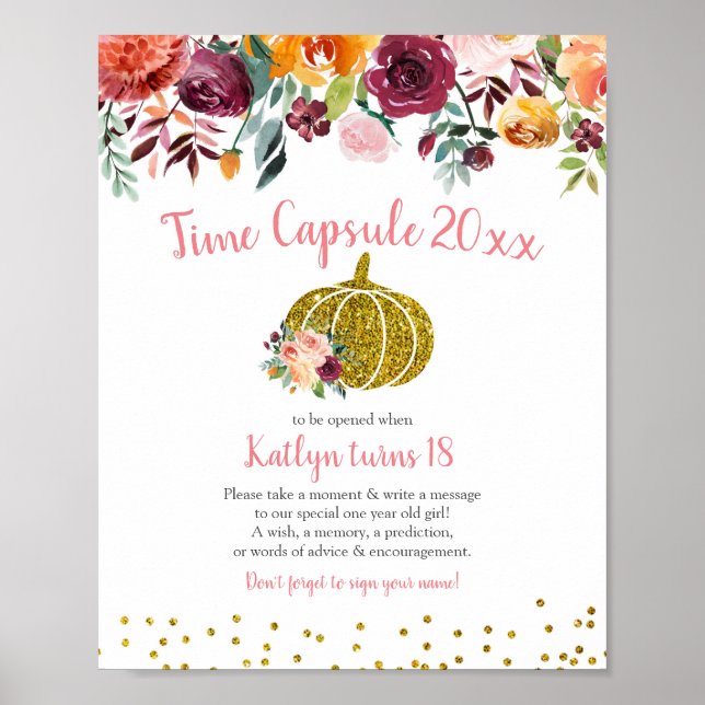 Poster SYMBOLE PHOTOGRAPHIQUE Citrouille Floral Marsala (Devant)
