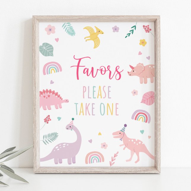 Poster Symbole Pink Boho Dinosaur Anniversaire Favoriser (Créateur téléchargé)