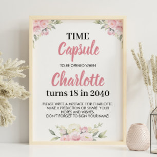 Poster Symbole Pink Floral Girl Birthday Time Capsule