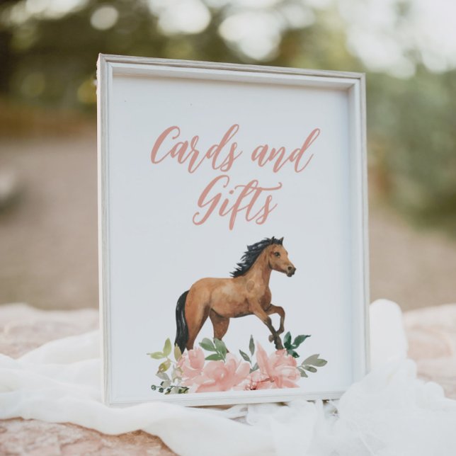 Poster Symbole Pink Floral Horse Cartes d'anniversaire et (Créateur téléchargé)