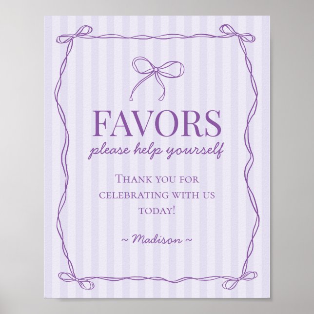 Poster Symbole pourpre Coquette Bow Pastel Lavender Faveu (Devant)