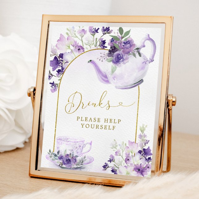 Poster Symbole Purple Floral Fête des mariées Thé Boisson (Créateur téléchargé)
