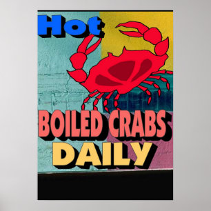 Poster Symbole quotidien des crabes bouillis à chaud