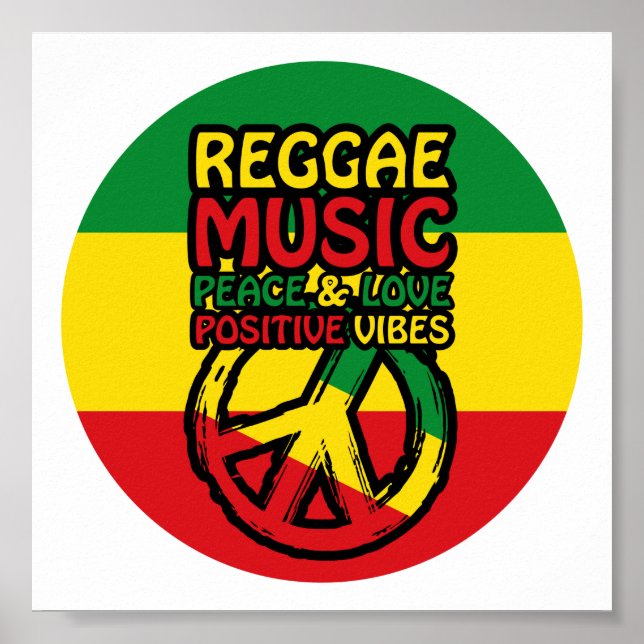 Poster Symbole Reggae et Paix avec citations positives (Devant)