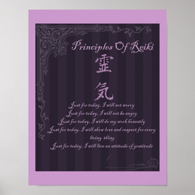 Poster Symbole Reiki Principes juste pour aujourd'hui (Devant)