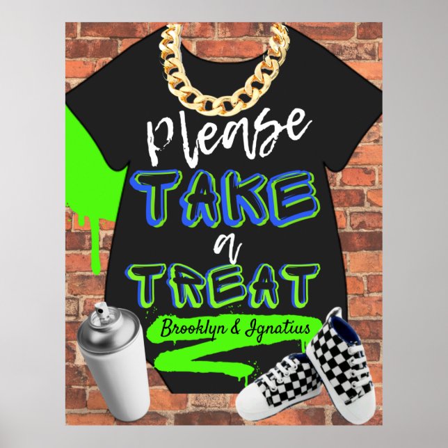 Poster SYMBOLE RÉtro Hip hop Baby shower urbain (Devant)