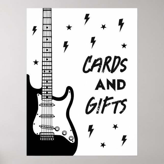 Poster Symbole Rock and Roll Guitare Anniversaire Cartes  (Devant)