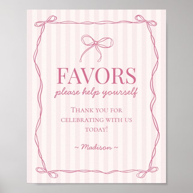 Poster Symbole rose Coquette Bow Pastel Faveurs (Devant)