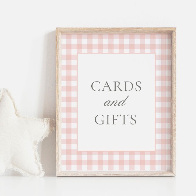 Poster Symbole rose En vichy Baby shower cartes et cadeau (Créateur téléchargé)