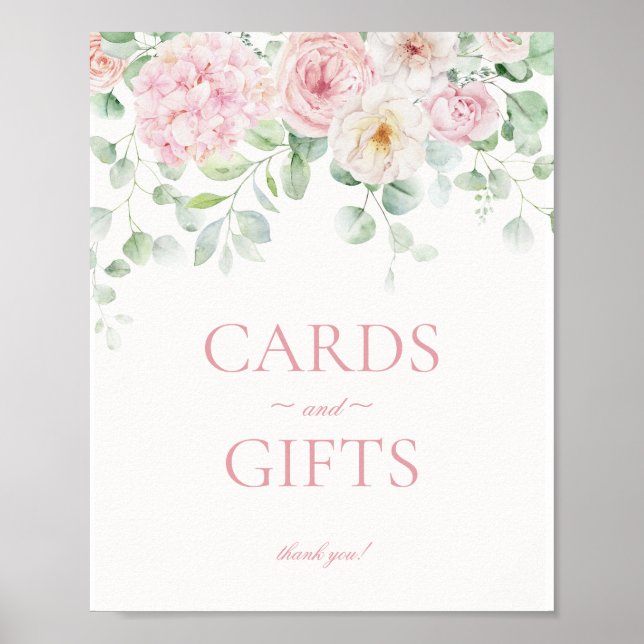 Poster Symbole rose Floral Hydrangea Cartes et Cadeaux Bo (Devant)