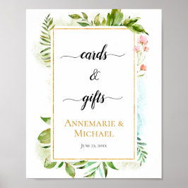 Poster Symbole Rose Gold Green Botanical "Cartes & Cadeau