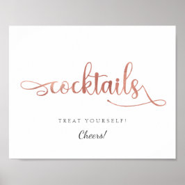 Poster Symbole Rose Gold Mariage "Cocktails"