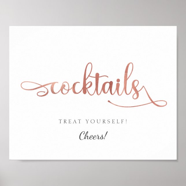 Poster Symbole Rose  Gold Mariage "Cocktails" (Devant)