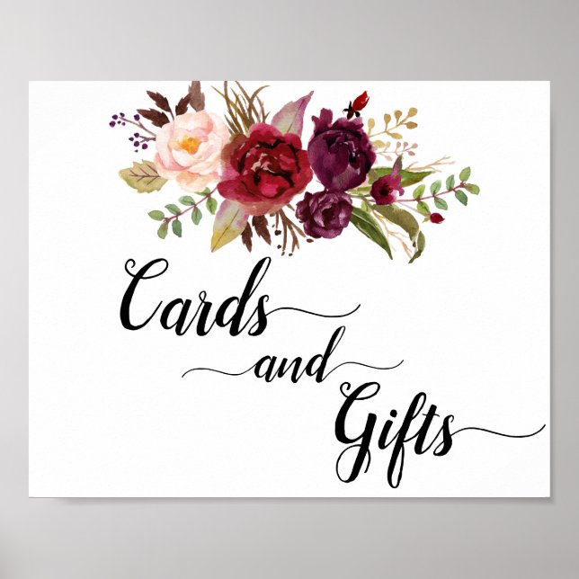 Poster Symbole Rose Marsala Burgundy Boho Cartes et Cadea (Devant)
