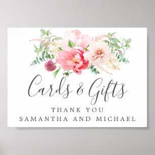 Poster Symbole rose Peony Floral Cartes de Mariage et Cad