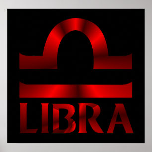 Poster Symbole rouge d'horoscope de Balance