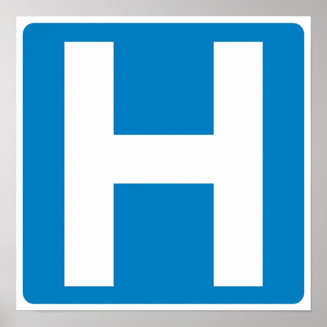 Poster Symbole routier de la zone hospitalière (Devant)