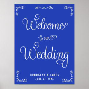 Poster Symbole Royal Bleu de la réception de mariage avec