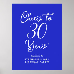 Poster Symbole Royal Blue à 30 ans fête d'anniversaire
