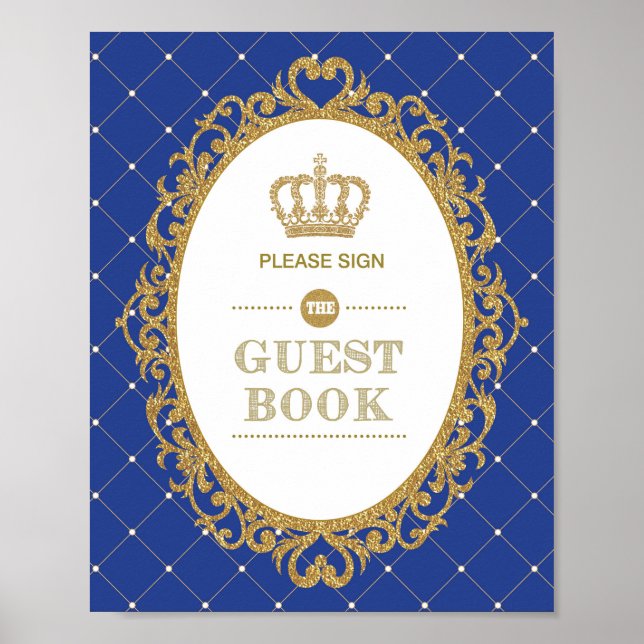 Poster Symbole Royal Blue Gold Prince Anniversaire du liv (Devant)
