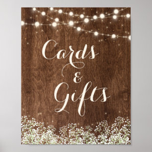 Poster Symbole Rustic Wood Baby's Breath Wedding Cartes C