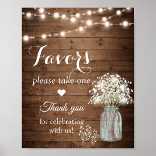 Poster Symbole Rustique Baby's Breath Lights Wedding Favo
