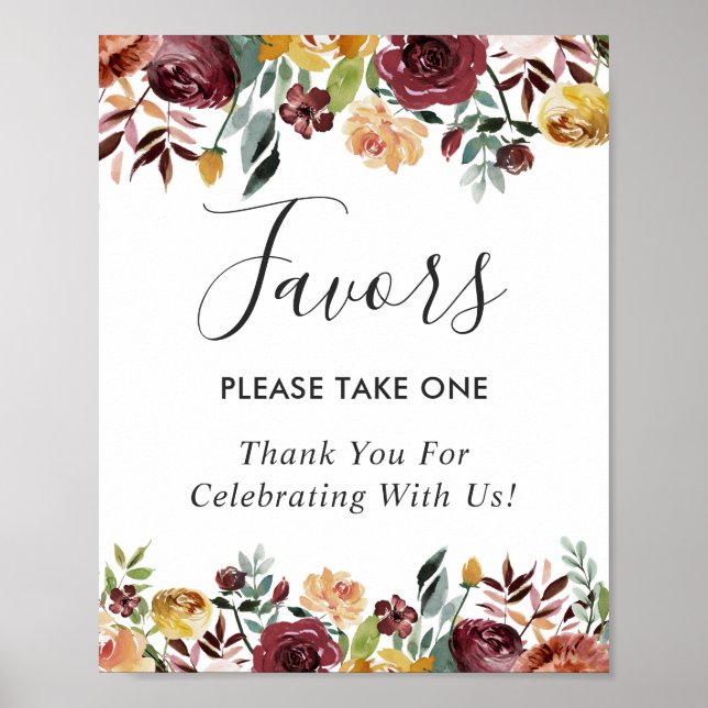 Poster Symbole Rustique Bourgogne Fleurie Florale Faveurs (Devant)