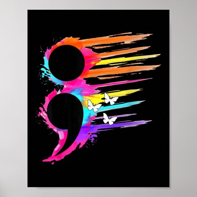 Poster Symbole Semicolon Santé mentale Prévention du suic (Devant)