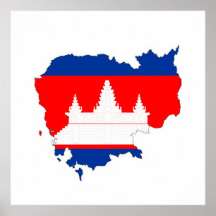 Poster symbole silhouette du drapeau du pays du cambodge