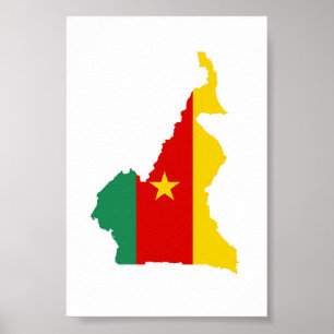 Poster symbole silhouette du drapeau du pays du cameroun