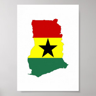 Poster symbole silhouette du drapeau du pays ghana