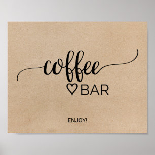 Poster Symbole simple Faux Kraft Calligraphy Café Bar