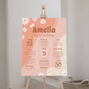 Poster Symbole super Boho Daisy Premier anniversaire Jalo