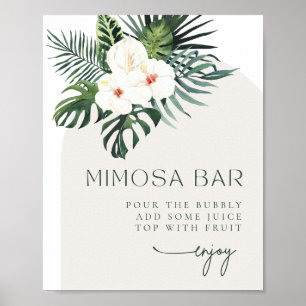 Poster Symbole Tropical Blanc Floral Arch Mimosa Bar
