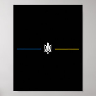 Poster Symbole ukrainien Tryzub avec épée - Trident ukrai