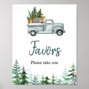Poster Symbole Vert Camion Bois Animaux Favoriser